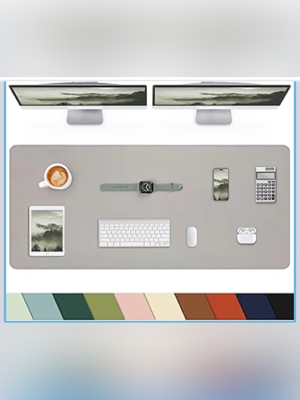 New Gray 55X17 Extra Large Desk mat, Leather Desk Pad Protector,Office Desk Mat